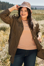 Load image into Gallery viewer, Plus Size Glossy Drawstring Hem Button-down Coach Jacket