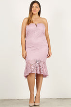 Load image into Gallery viewer, Plus Size Lace, Strapless Bodycon Midi Dress