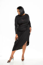 Load image into Gallery viewer, Asymmetrical Sweater Dress With Waterfall Ruffle