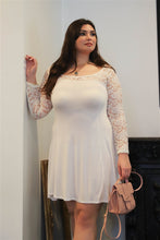 Load image into Gallery viewer, Plus Lace Detail Long Sleeve Mini Dress