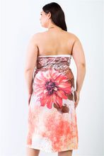 Load image into Gallery viewer, Plus Peach Flower Print Sleeveless Midi Dress