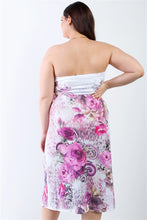 Load image into Gallery viewer, Plus Pink Flower Print Sleeveless Midi Dress