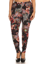 Load image into Gallery viewer, Multi-color Paisley Print, Banded, Full Length Leggings In A Fitted Style With A High Waisted
