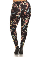 Load image into Gallery viewer, Plus Size Floral Print, Full Length Leggings In A Slim Fitting Style With A Banded High Waist