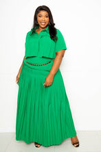 Load image into Gallery viewer, Pleated Cropped Shirt And Maxi Skirt Set