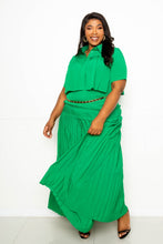 Load image into Gallery viewer, Pleated Cropped Shirt And Maxi Skirt Set