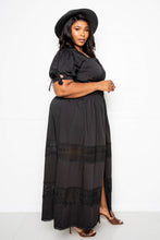 Load image into Gallery viewer, Puff Sleeve Maxi Dress With Lace Insert