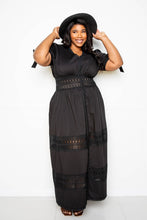 Load image into Gallery viewer, Puff Sleeve Maxi Dress With Lace Insert