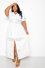 Load image into Gallery viewer, Puff Sleeve Maxi Dress With Lace Insert