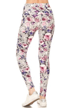 Load image into Gallery viewer, 5-inch Long Yoga Style Banded Lined Floral Printed Knit Legging With High Waist