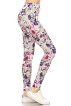 Load image into Gallery viewer, 5-inch Long Yoga Style Banded Lined Floral Printed Knit Legging With High Waist