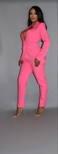 Load image into Gallery viewer, 2 Piece Powersuit Blazer &amp; Pants Set With Rhinestone Letterings On Blazer