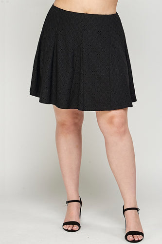 Plus Size, Knit Eyelet A-line Skirt