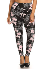 Load image into Gallery viewer, Plus Size Super Soft Peach Skin Fabric, Butterfly Graphic Printed Knit Legging With Elastic Waist Detail