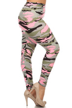 Load image into Gallery viewer, Plus Size Camouflage Printed Knit Legging With Elastic Waistband And High Waist Fit