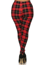 Load image into Gallery viewer, Plus Size Plaid &amp; Checkered Print, Full Length Leggings In A Fitted Style