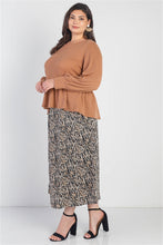 Load image into Gallery viewer, Plus Caramel Waffle Knit Back Button Detail Long Sleeve Top