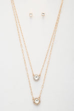 Load image into Gallery viewer, Double Crystal Metal Layered Necklace