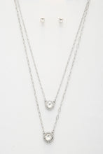 Load image into Gallery viewer, Double Crystal Metal Layered Necklace
