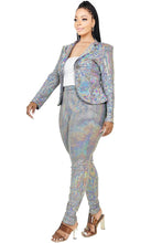 Load image into Gallery viewer, Plus Disco Metallic Sequins 2 Piece Jacket Set