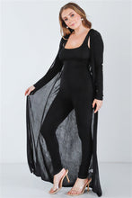 Load image into Gallery viewer, Black Sleeveless Cut-out Detail Slim Fit Jumpsuit &amp; Open Front Long Sleeve Cardigan Set