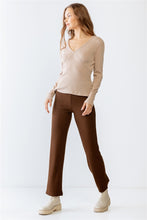 Load image into Gallery viewer, Sand Ribbed V-neck Long Sleeve Soft To Touch Top