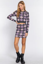 Load image into Gallery viewer, Argyle Jacquard Sweater Mini Skirt