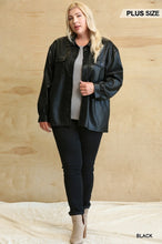 Load image into Gallery viewer, Faux Leather Button Down Shacket With Side Pockets