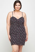 Load image into Gallery viewer, Plus Size Ditsy Floral Print On Mesh Fabric Cami Dress