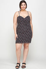 Load image into Gallery viewer, Plus Size Ditsy Floral Print On Mesh Fabric Cami Dress