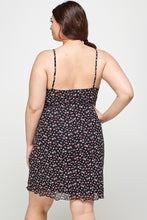 Load image into Gallery viewer, Plus Size Ditsy Floral Print On Mesh Fabric Cami Dress