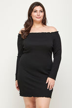 Load image into Gallery viewer, Plus Size, Solid Smocked Off Shoulder Dress