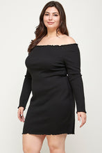 Load image into Gallery viewer, Plus Size, Solid Smocked Off Shoulder Dress