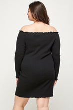 Load image into Gallery viewer, Plus Size, Solid Smocked Off Shoulder Dress