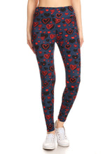 Load image into Gallery viewer, Yoga Style Banded Lined Heart Print, Full Length Leggings In A Slim Fitting Style With A Banded High Waist