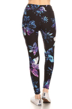 Load image into Gallery viewer, Yoga Style Banded Lined Galaxy Silhouette Floral Print, Full Length Leggings In A Slim Fitting Style With A Banded High Waist