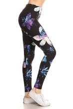 Load image into Gallery viewer, Yoga Style Banded Lined Galaxy Silhouette Floral Print, Full Length Leggings In A Slim Fitting Style With A Banded High Waist