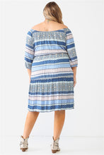 Load image into Gallery viewer, Plus Combo Printed Textured Ruffle Flare Hem Mini Dress