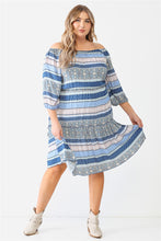 Load image into Gallery viewer, Plus Combo Printed Textured Ruffle Flare Hem Mini Dress