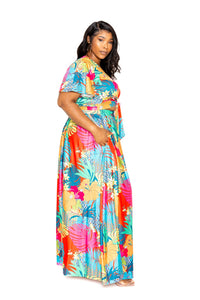 Tropical floral maxi skirt & top set