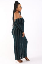 Load image into Gallery viewer, Striped Velvet Off Shoulder Dress