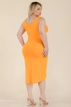 Load image into Gallery viewer, Plus Size Solid Wrap Front Tie Side Midi Dress