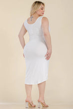 Load image into Gallery viewer, Plus Size Solid Wrap Front Tie Side Midi Dress