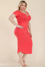 Load image into Gallery viewer, Plus Size Split Neck Bodycon Midi Dress