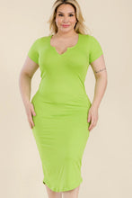 Load image into Gallery viewer, Plus Size Split Neck Bodycon Midi Dress