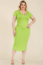 Load image into Gallery viewer, Plus Size Split Neck Bodycon Midi Dress