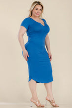 Load image into Gallery viewer, Plus Size Split Neck Bodycon Midi Dress