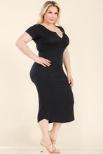 Load image into Gallery viewer, Plus Size Split Neck Bodycon Midi Dress