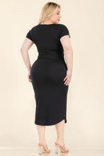 Load image into Gallery viewer, Plus Size Split Neck Bodycon Midi Dress