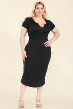 Load image into Gallery viewer, Plus Size Split Neck Bodycon Midi Dress